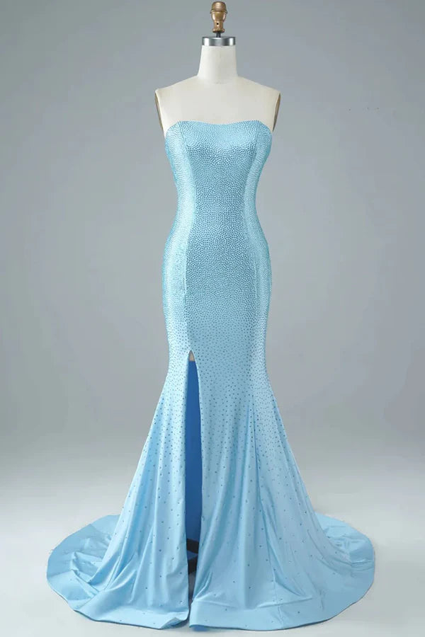 New Deals chic dressSweetheart Strapless Satin Trumpet Beaded Prom Dress With Train