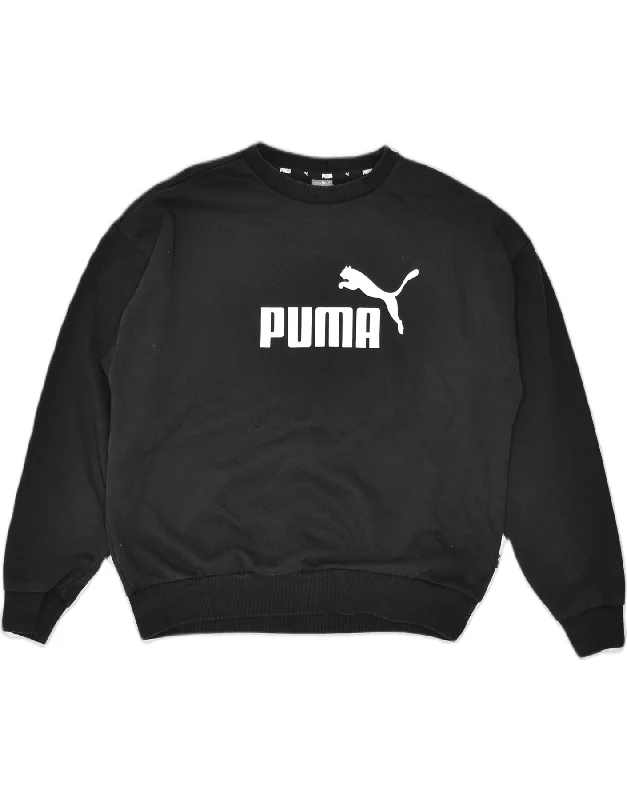 Inventory Reduction high-fashion hoodiePUMA Womens Graphic Sweatshirt Jumper UK 16 Large Black Cotton