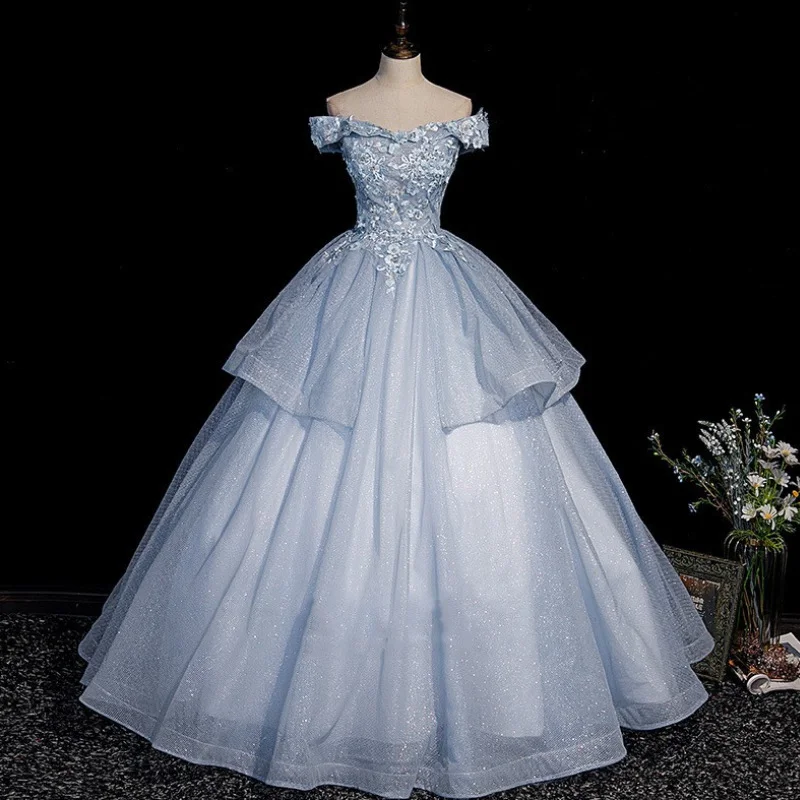 Limited Stock pleated maxi dressBlue tulle lace long ball gown dress formal dresses Y4208 Limited Stock pleated maxi dressBlue tulle lace long ball gown dress formal dresses Y4208
