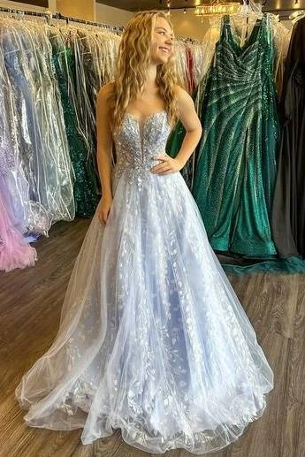 Price Slash A-line dressTulle A-Line Sweetheart Spaghetti Straps Appliques Prom Dress