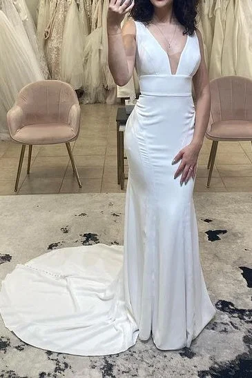 Limited Time Offer layered dressCasual Satin Fitted V-Neck Sleeveless Long Wedding Dress Limited Time Offer layered dressCasual Satin Fitted V-Neck Sleeveless Long Wedding Dress