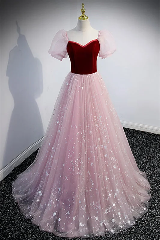 Don't Wait knit dressPink Sweetheart Puff Sleeves Bow Tie Back Long Formal Dress with Dot Print Don't Wait knit dressPink Sweetheart Puff Sleeves Bow Tie Back Long Formal Dress with Dot Print