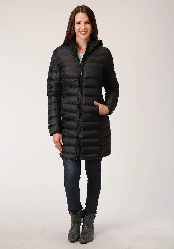 Year-End Sale classic zip-up coatWOMENS BLACK NYLON DWN PROOF COATED JACKET