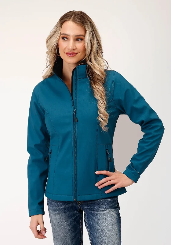 Price Break stylish peacoatWOMENS DEEP TEAL GRID SOFT SHELL TECH JACKET