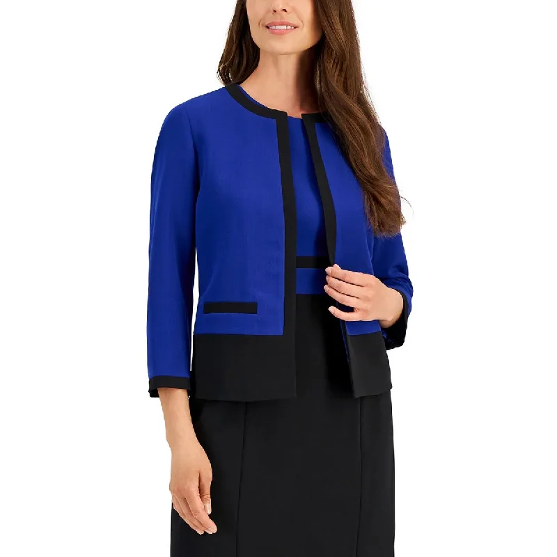 Reduced Prices insulated coatPetites Womens Open Front Contrast Trim Collarless Blazer