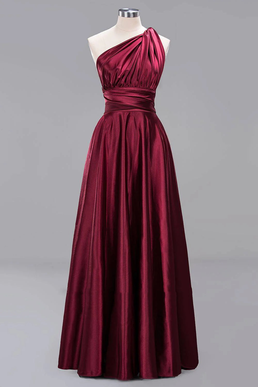 Closeout v-neck dressSatin A-Line One Shoulder Sleeves Empire Bridesmaid Dress