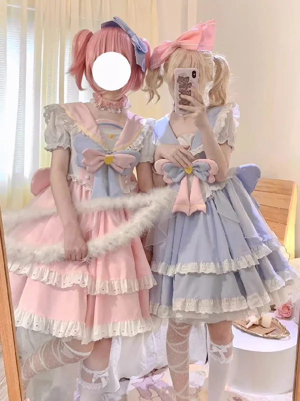 Fantastic Deals trendy dress(BFM)Labixiaoxin~Sweet Lolita OP Dress Navy Collar Pastel Tiered Dress Fantastic Deals trendy dress(BFM)Labixiaoxin~Sweet Lolita OP Dress Navy Collar Pastel Tiered Dress