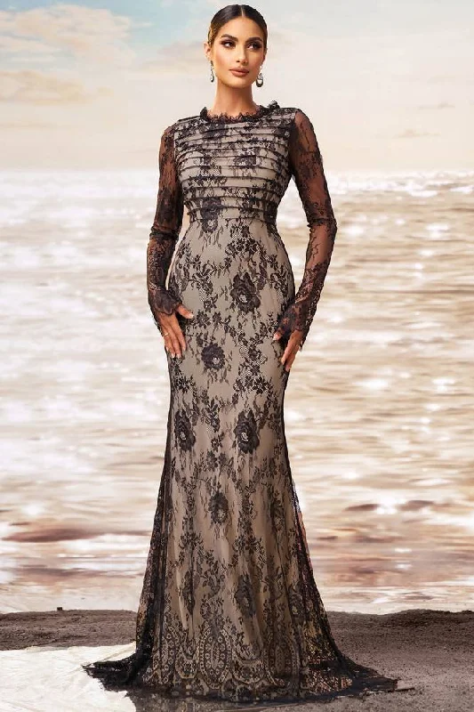 Weekend Flash Sale bodycon dressSexy Lace Mermaid Round Long Sleeves Party Evening Dress