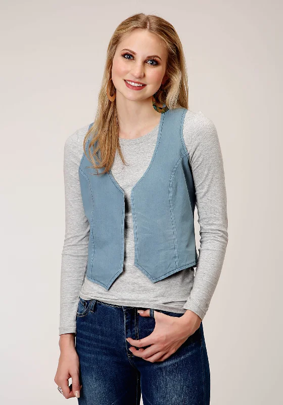 Super Sale slim fit coatWOMENS LIGHT BLUE COTTON DENIM VEST