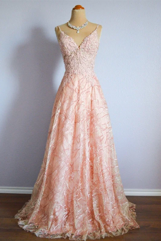 Super Deal trendy bodycon dressBlushing Pink Spaghetti Strap Sequins Lace Long Formal Dress Super Deal trendy bodycon dressBlushing Pink Spaghetti Strap Sequins Lace Long Formal Dress