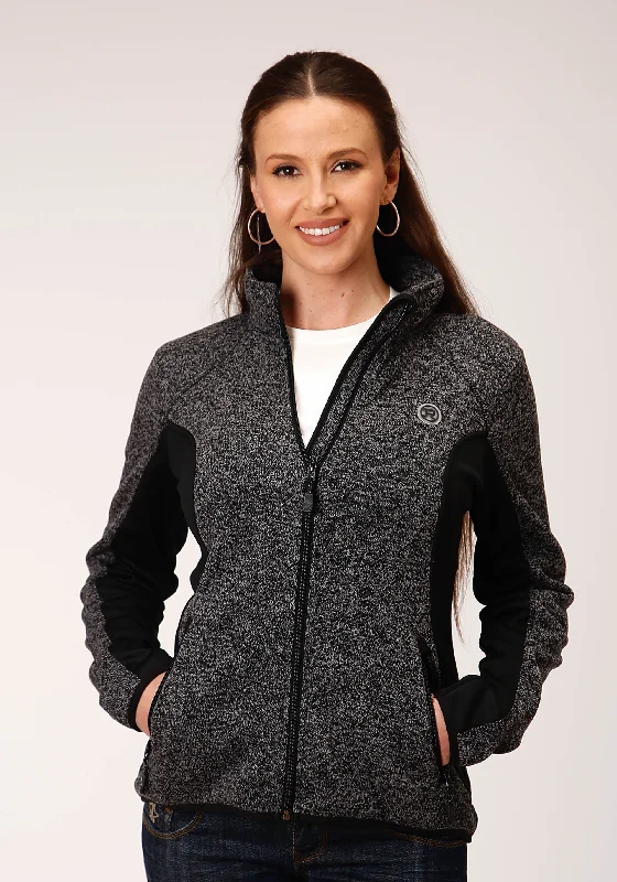 Buy More, Save More trendy puffer coatWOMENS MELANGE CHARCOAL GREY TECH JACKET