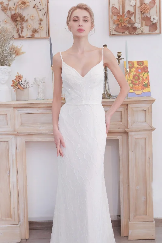 Great Bargains denim dressSimple Mermaid White Long Wedding Dress