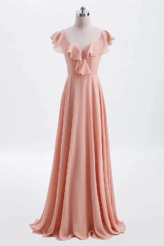 Steals and Deals structured dressV-Neck Sleeveless Ruffled Empire A-Line Chiffon Bridesmaid Dress