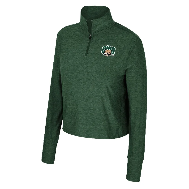 Overstock pullover hoodiegraphic gym sweatshirtOhio Bobcats Women's Heather Green Quarter Zip