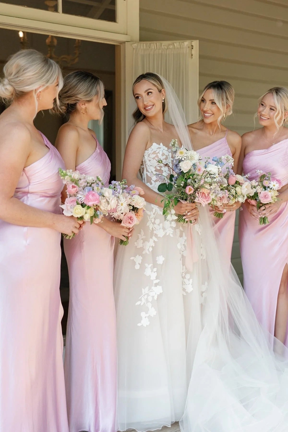 Sale Event draped dressMermaid Satin One Shoulder Bridesmaid Dress With Slit