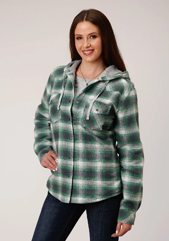 Value Deals urban coatWOMENS LONG SLEEVE SNAP THERMAL LINED FLANNEL SHIRT JACKET